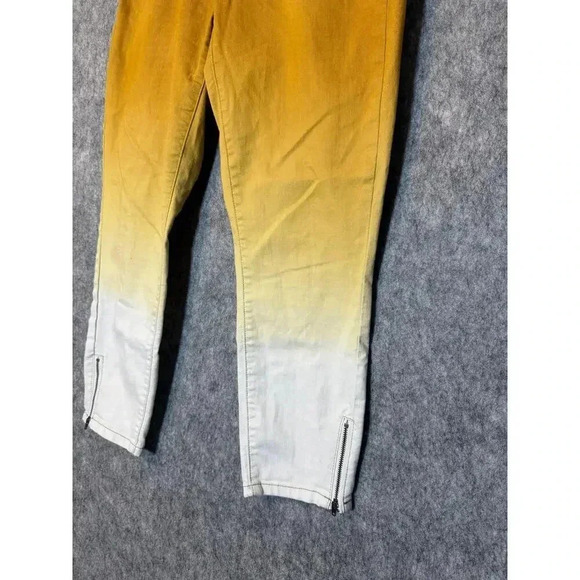 Prana Yellow White Ombre Cropped Zipper Jeans Size 6 - Picture 2 of 5